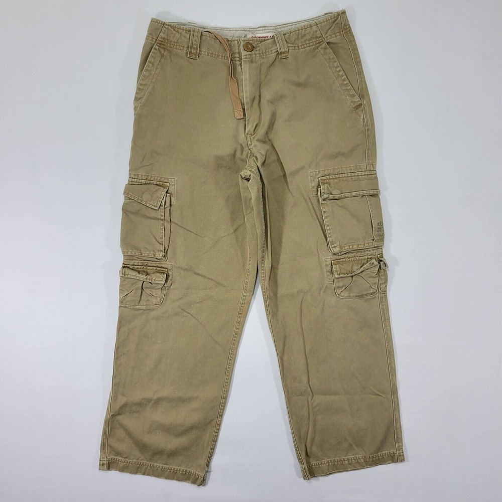 Aeropostal Men's Cargo Pants Brown Draw String Cotton Twill Size 29 x 30